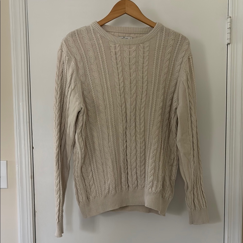 Cyrillus Cream Cable Knit Crewneck Sweater